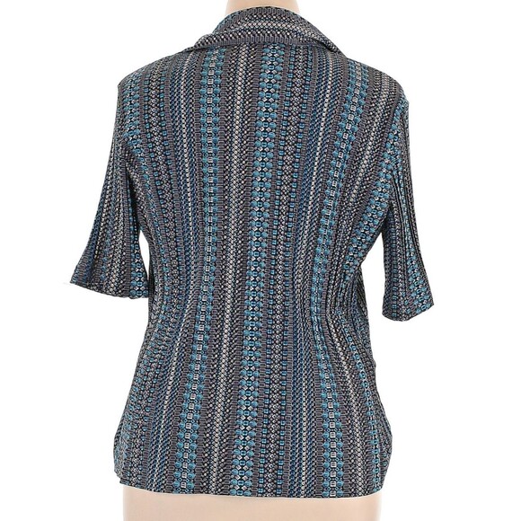 Apt. 9 Women’s Black Pebble Print Short Sleeve Button Up Stretch Blouse Size 1X - Picture 2 of 12